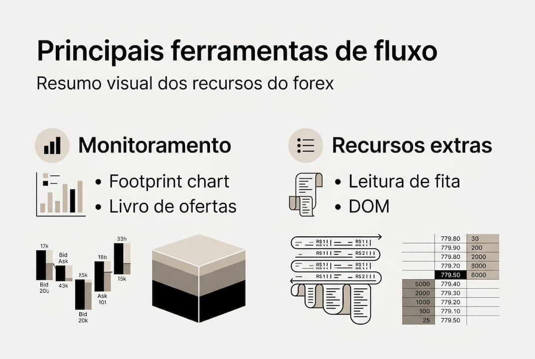 Infográfico: principais ferramentas para analisar o fluxo no mercado Forex