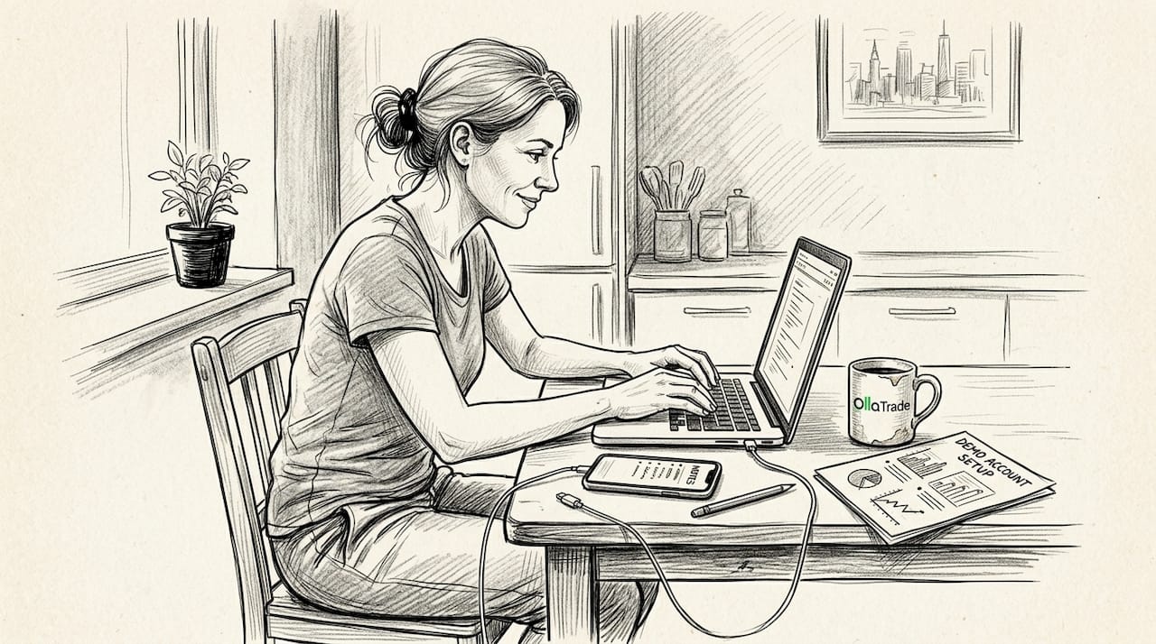 Woman setting up Forex trading account