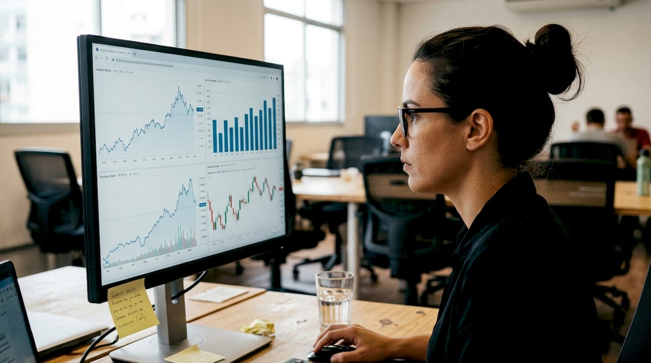 Pessoa avaliando diferentes tipos de gráficos