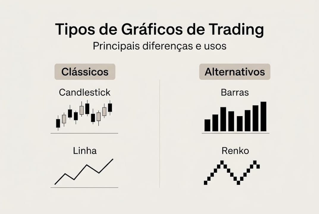 Guia visual: conheça os principais tipos de gráficos usados no trading e entenda as diferenças entre eles