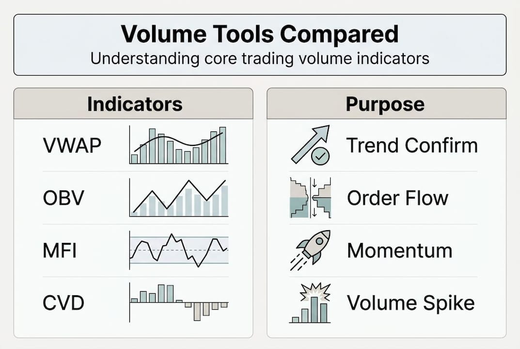 Infographic listing top volume indicators and purposes