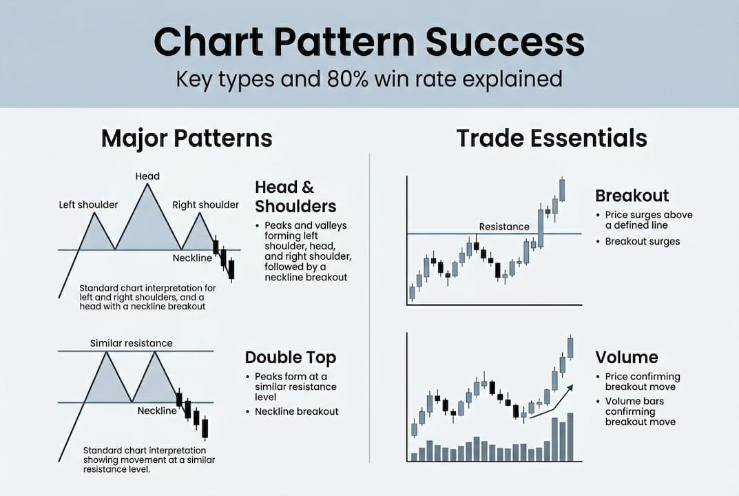 Infographic of chart pattern basics and success