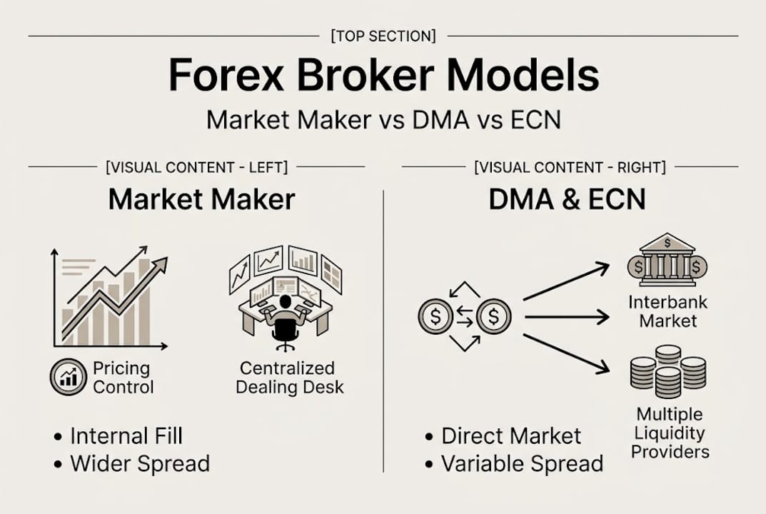 Infographic comparing forex broker models