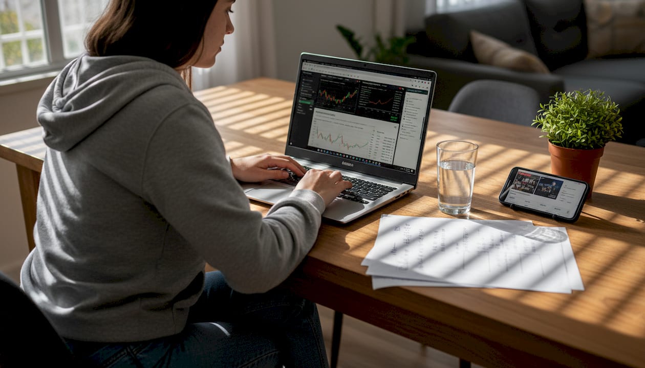 Investidor operando minicontratos direto de casa