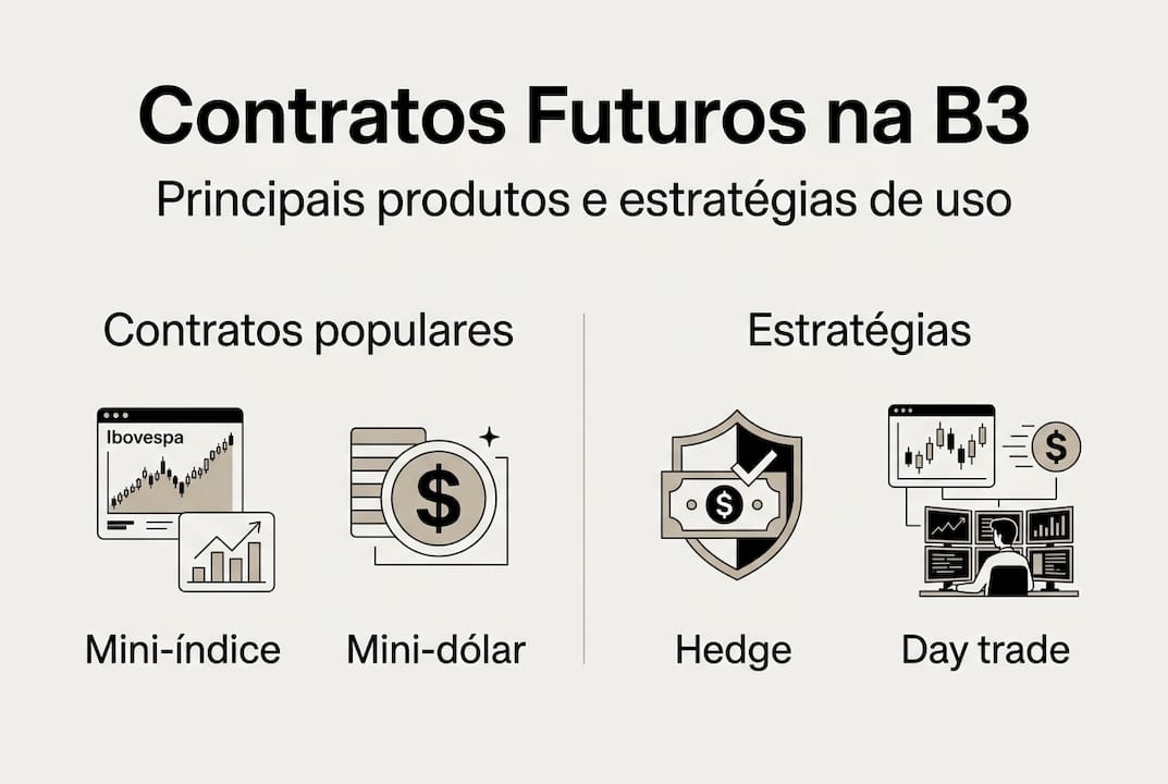 Guia visual sobre os principais tipos de contratos futuros e estratégias para operar nesse mercado