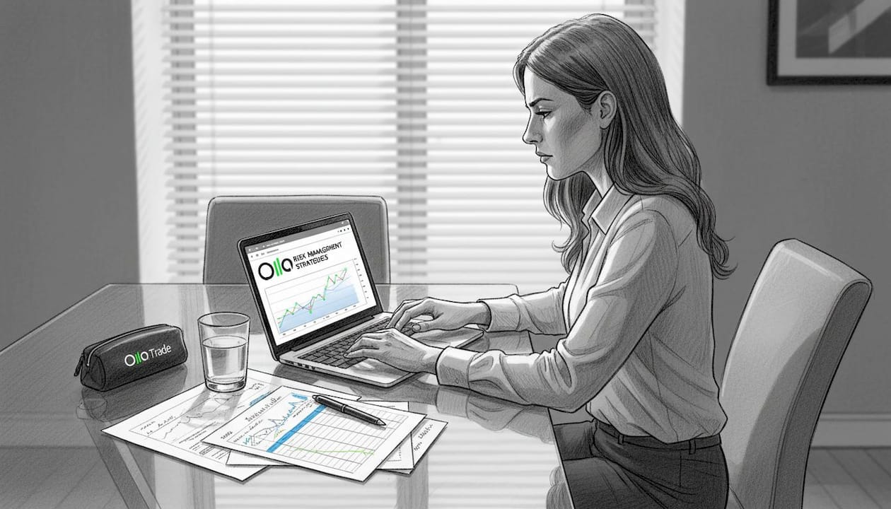Woman focused on risk management trading work