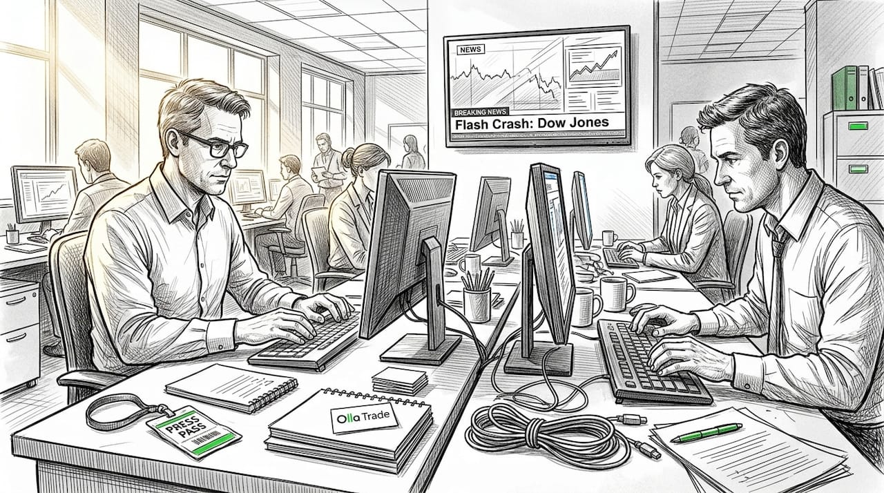 Journalists reporting sudden market liquidity event