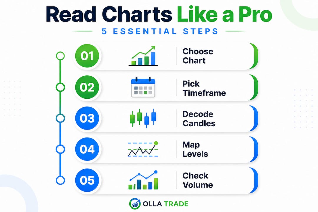Infographic of trading chart reading steps
