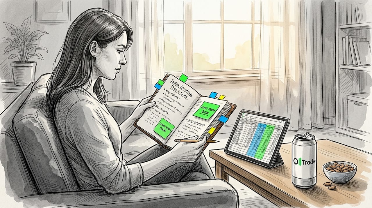 Trader comparing index strategies at home