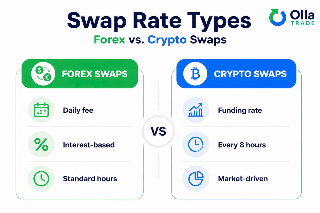 Infographic comparing forex and crypto swap rates