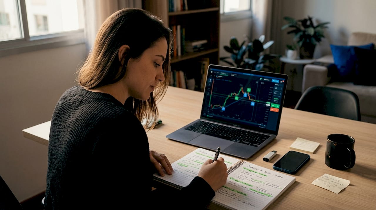 Trader analisando os prejuízos e refletindo sobre os aprendizados das últimas operações