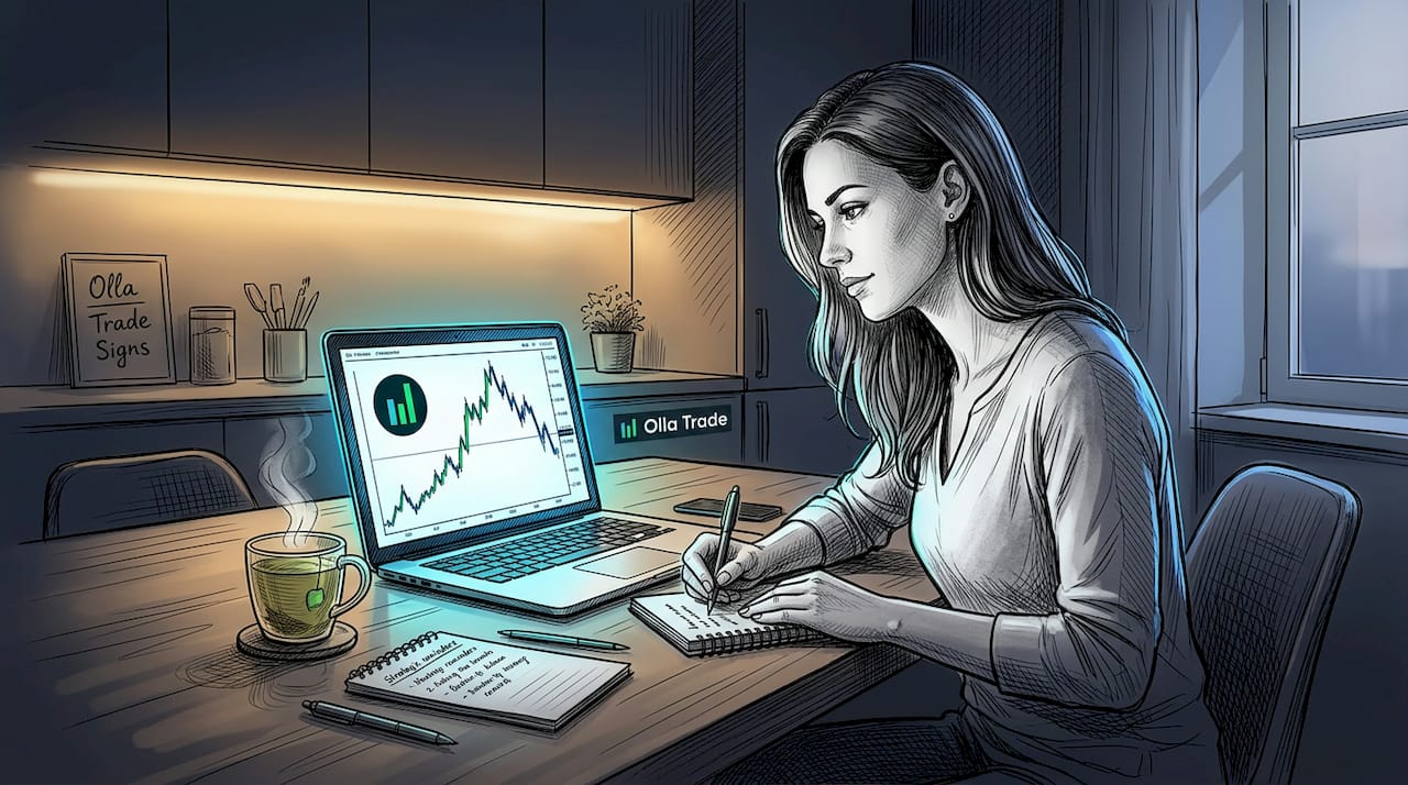 Woman reviewing chart with sharp price reversal