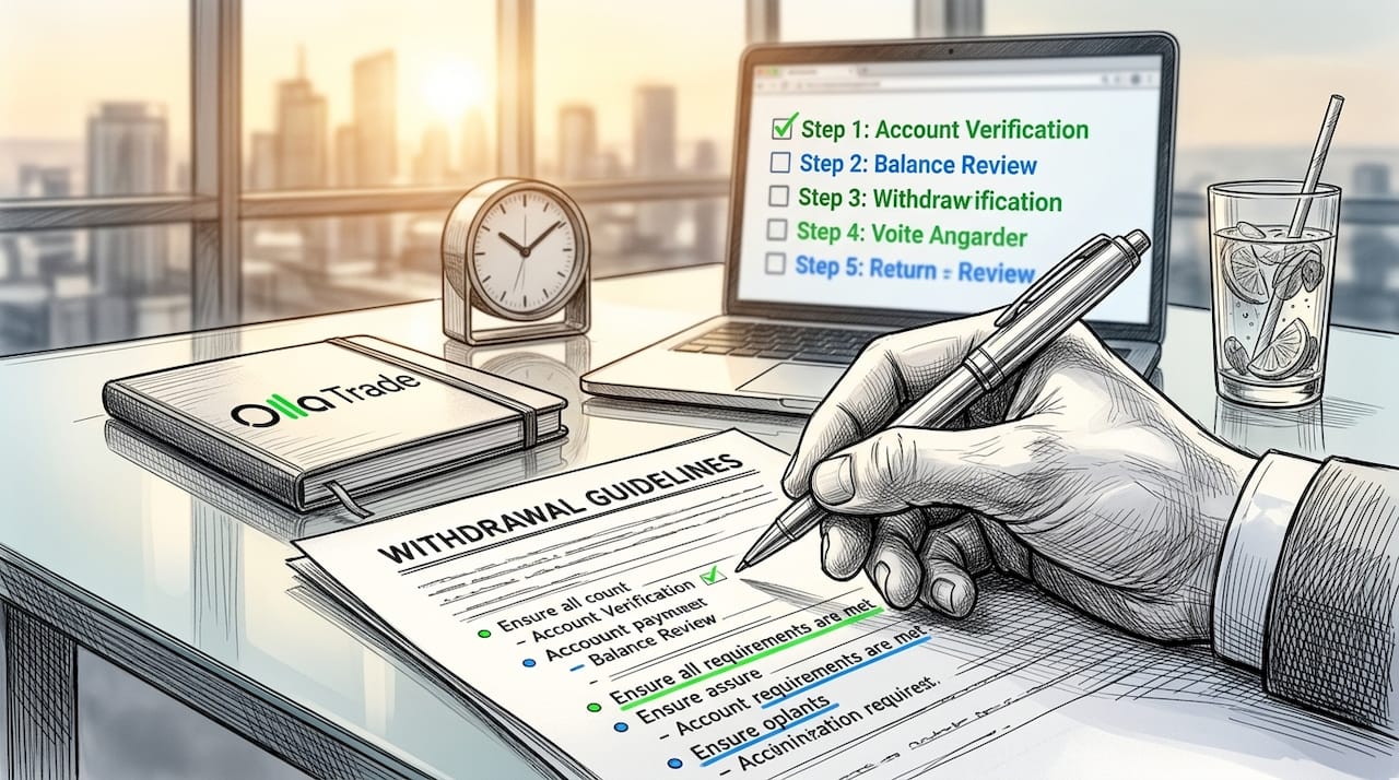 Close-up of withdrawal step checklist on desk