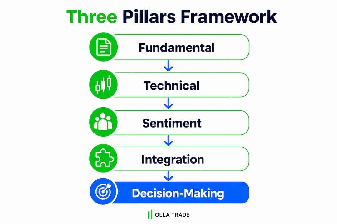 Infographic showing three-pillar market analysis framework