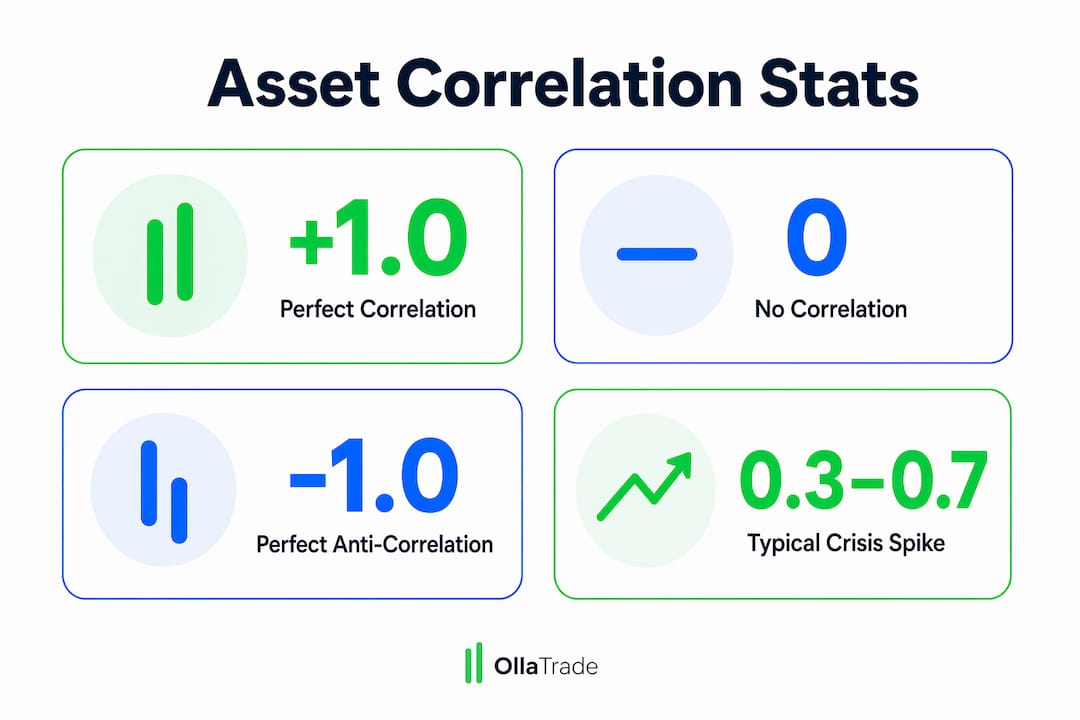 Infographic showing key asset correlation statistics