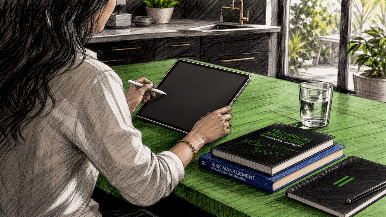 Close-up hands adjusting stop-loss on tablet device