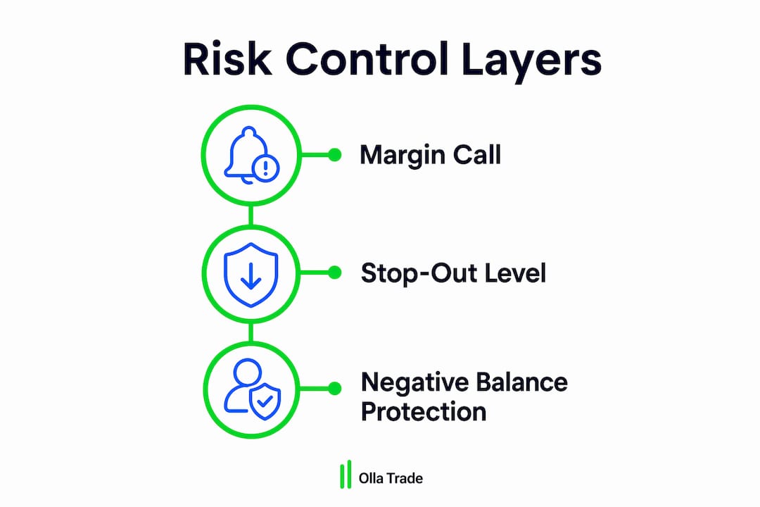 Infographic illustrating three layers of risk control in trading