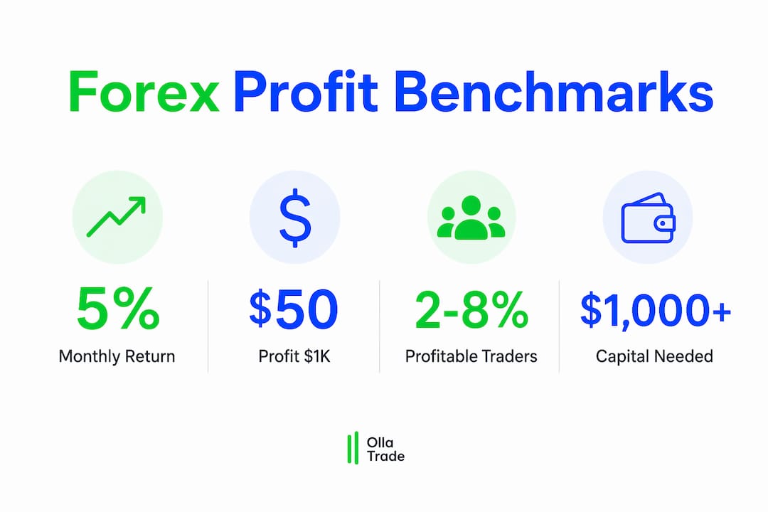 Infographic showing forex profit benchmarks