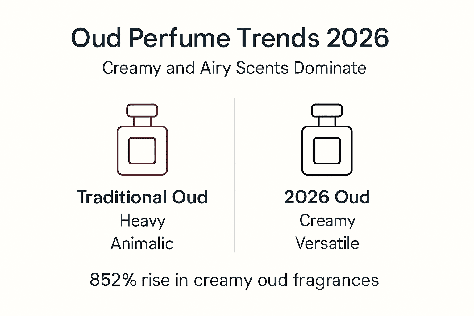 Infographic comparing traditional and modern oud trends