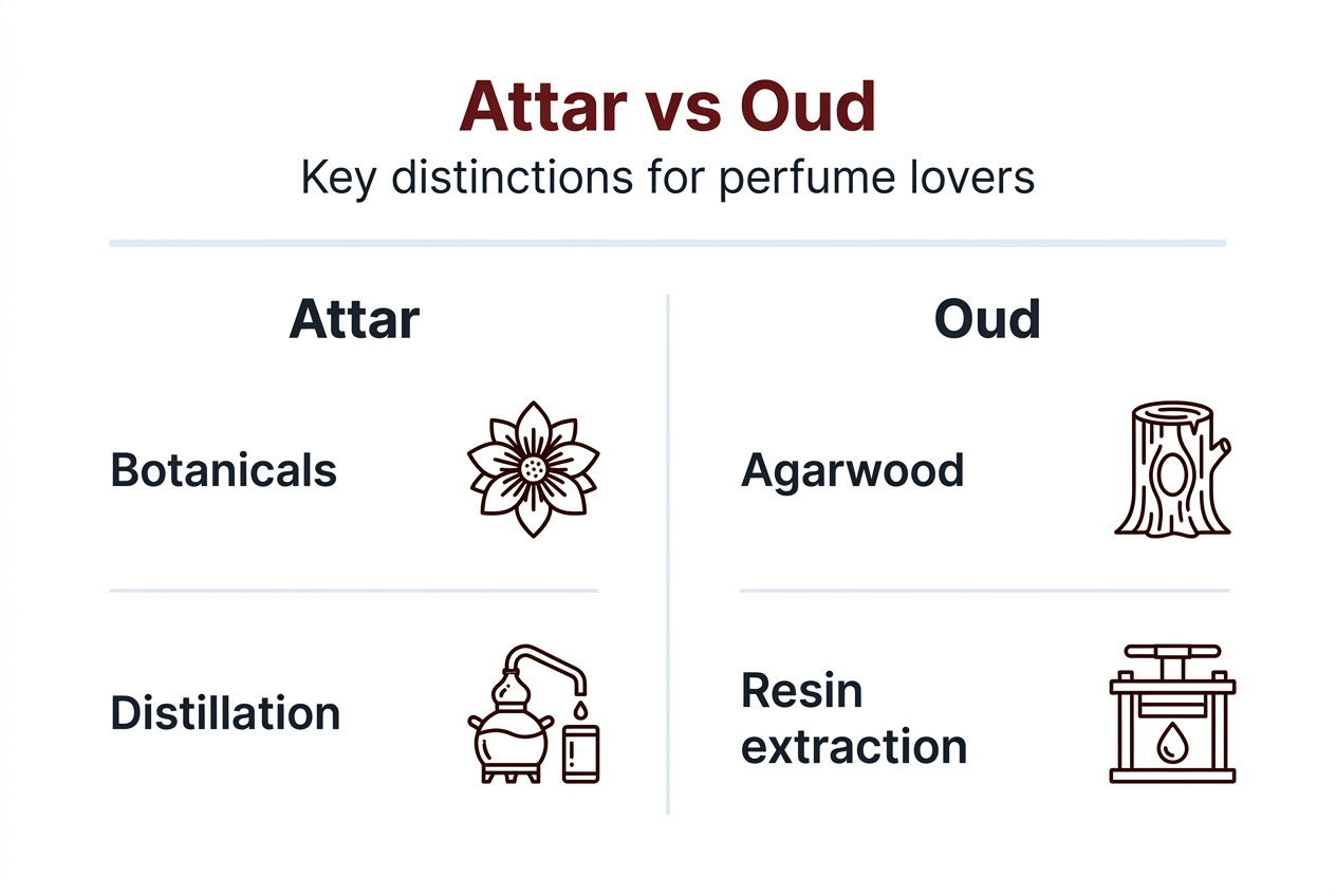 Infographic showing attar vs oud comparison