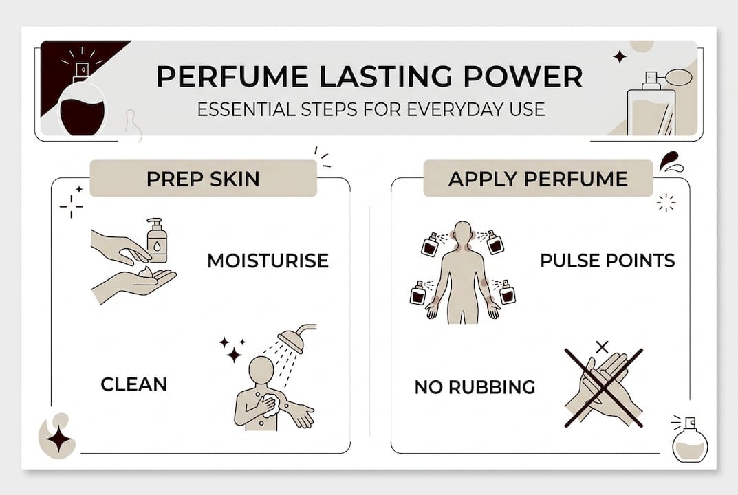 Infographic with key perfume lasting tips