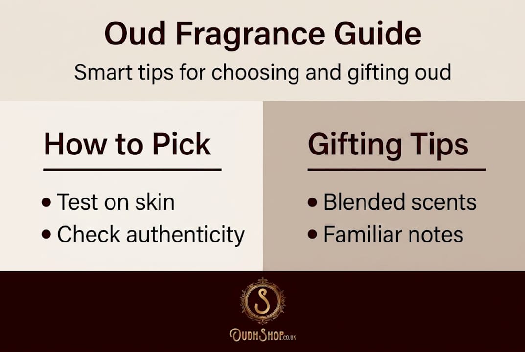 Infographic on picking and gifting oud