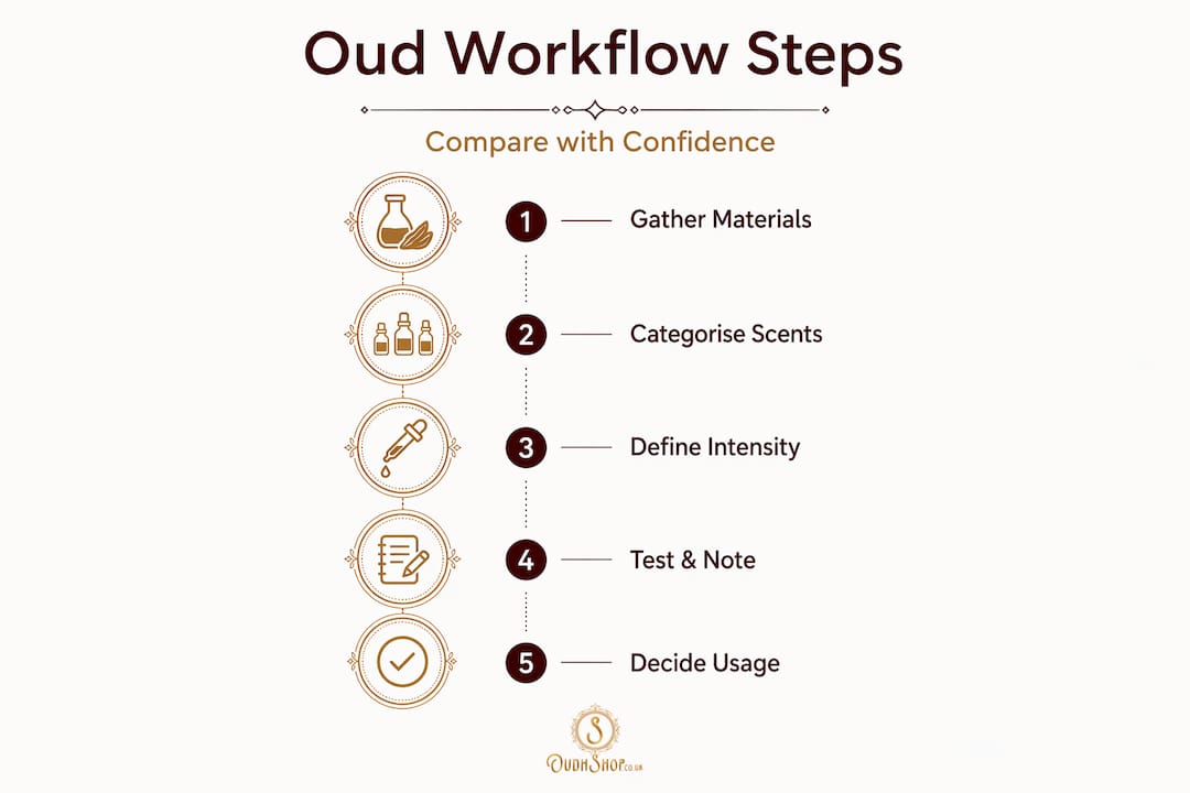 Infographic showing workflow for oud scent comparison