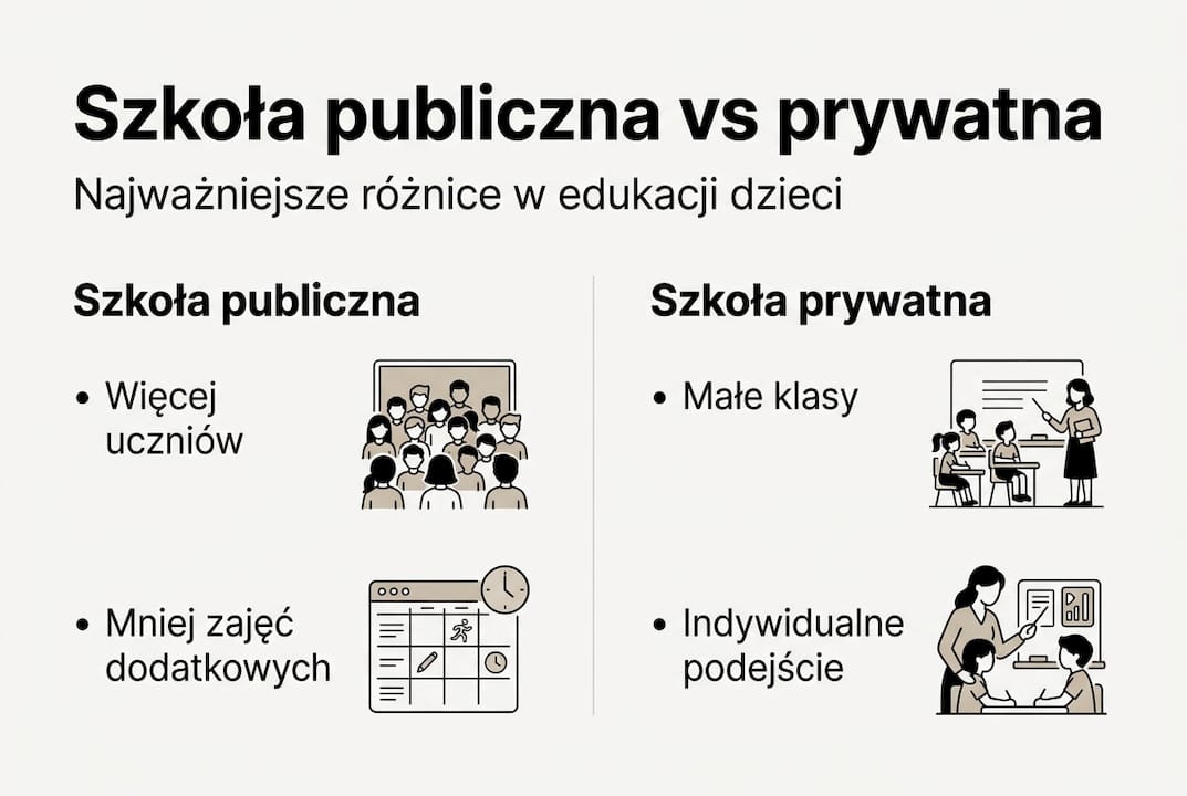 Infografika: najważniejsze różnice między szkołami prywatnymi a państwowymi