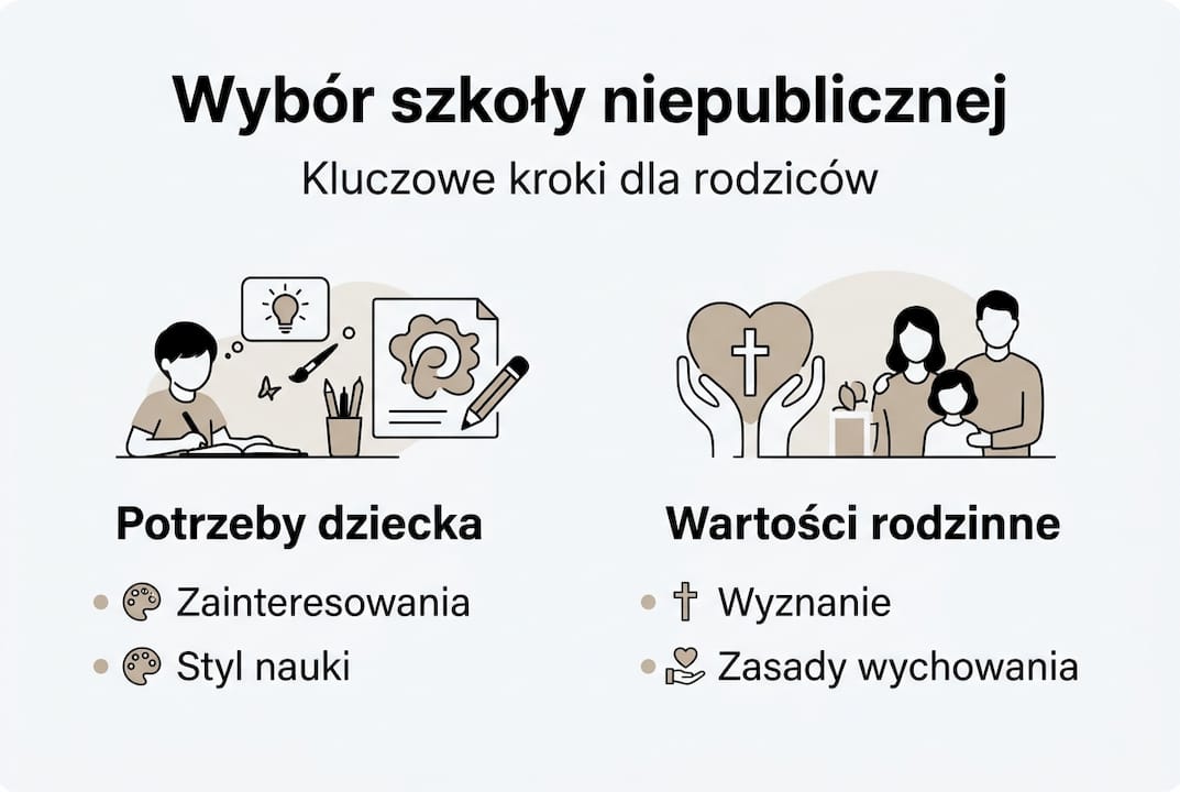 Infografika: krok po kroku jak wybrać szkołę niepubliczną