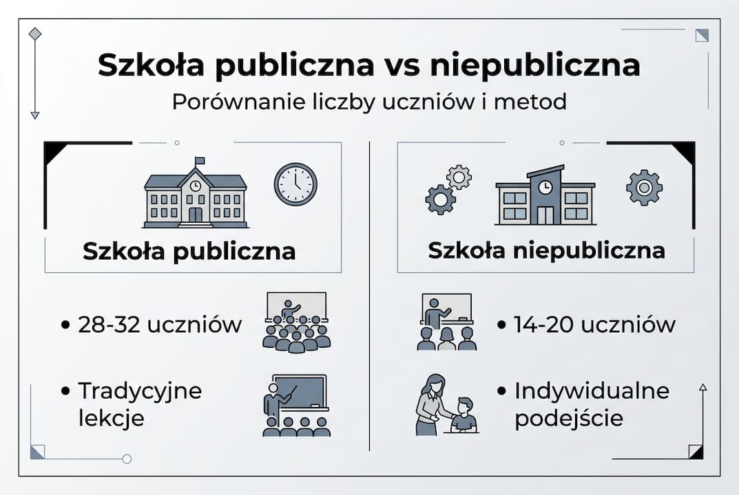 Infografika: szkoła publiczna kontra prywatna – najważniejsze różnice