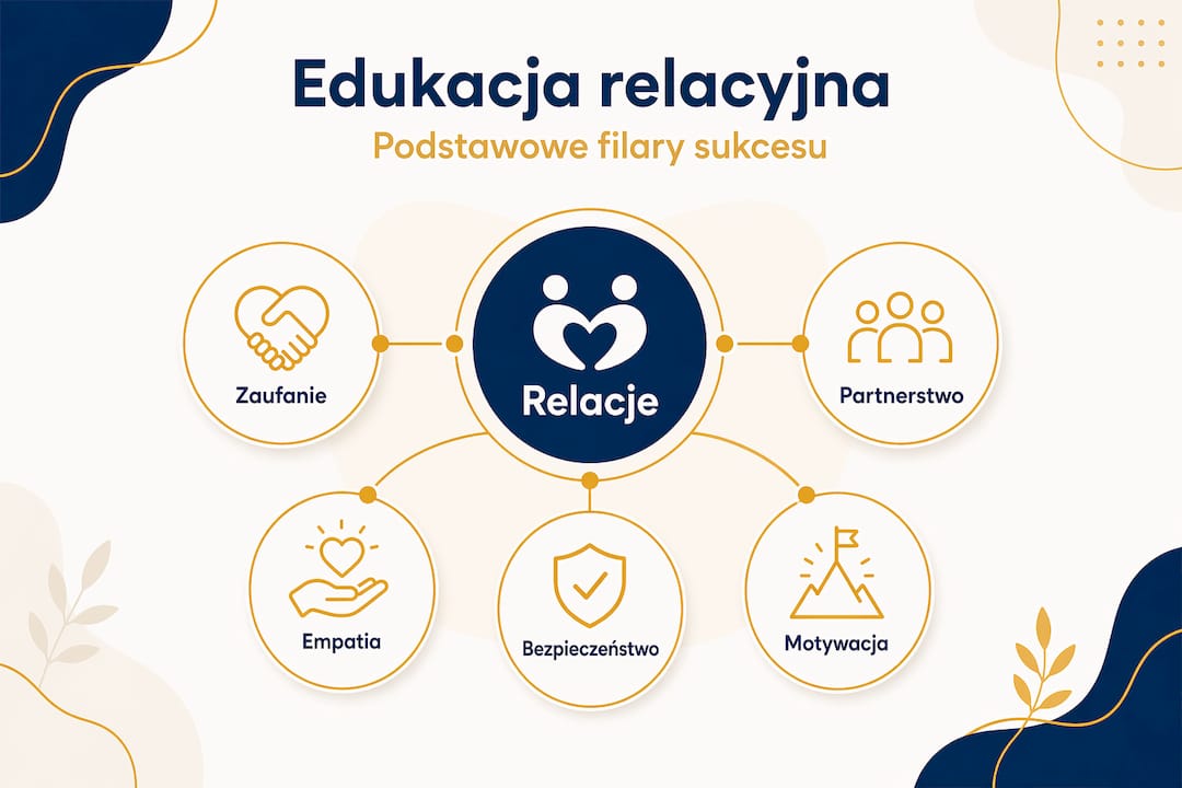Grafika przedstawiająca strukturę i najważniejsze filary edukacji opartej na relacjach
