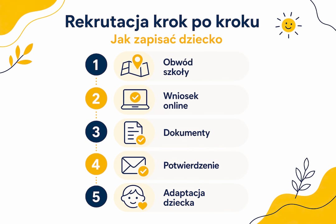 Grafika pokazująca etapy rekrutacji do szkoły
