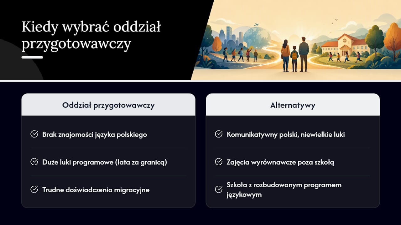 Schemat kryteriów kwalifikacji do klasy przygotowawczej