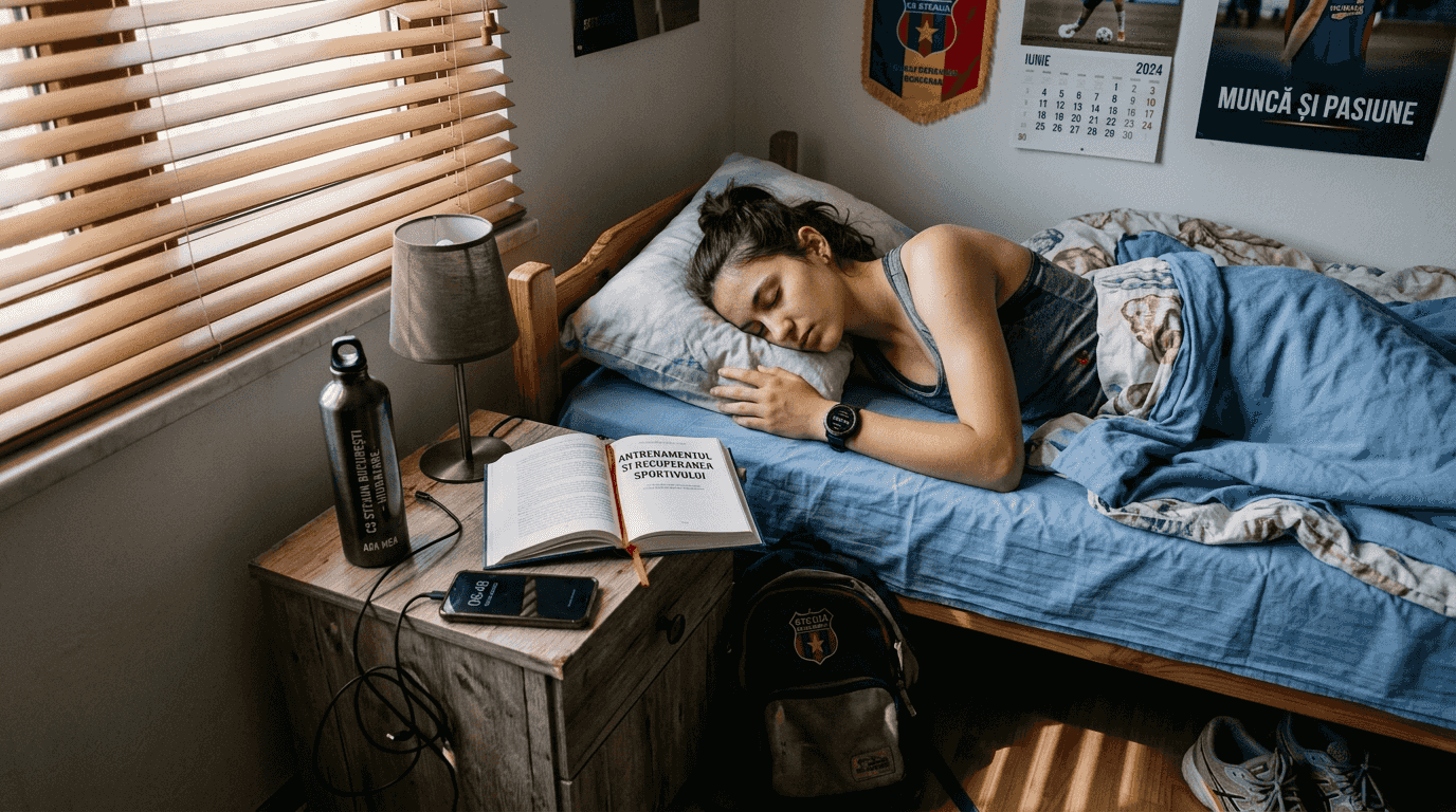 O sportivă care poartă ceasul inteligent pentru monitorizarea somnului