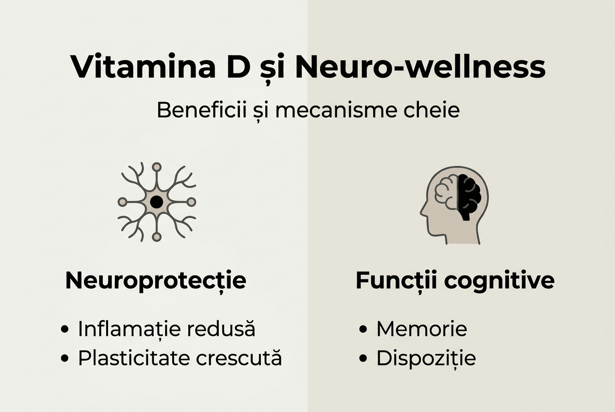 Infografic: Cum contribuie vitamina D la sănătatea creierului și starea de bine mentală