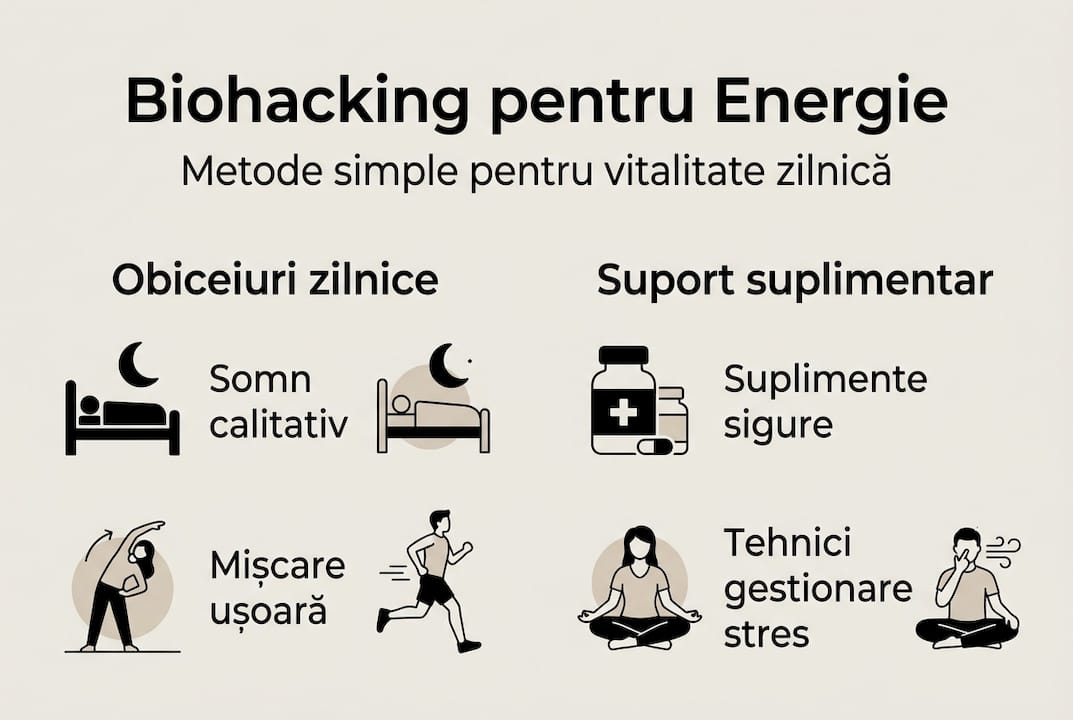 Infografic: metode esențiale de biohacking pentru un plus de energie