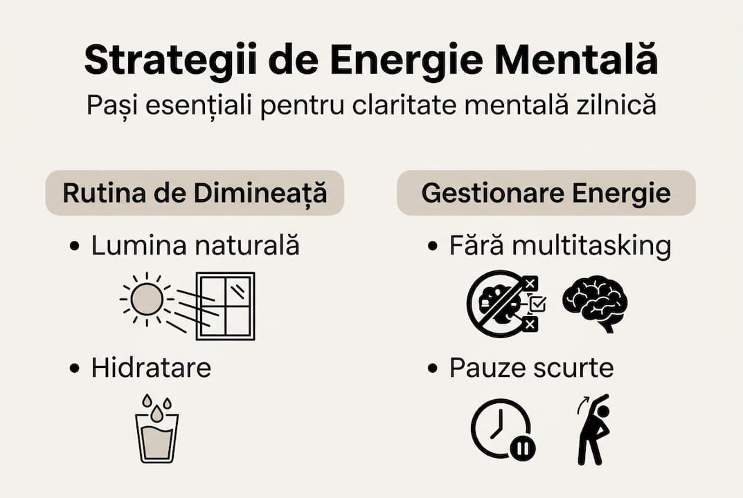 Infografic: Cum să-ți menții energia mentală – strategii și sfaturi practice