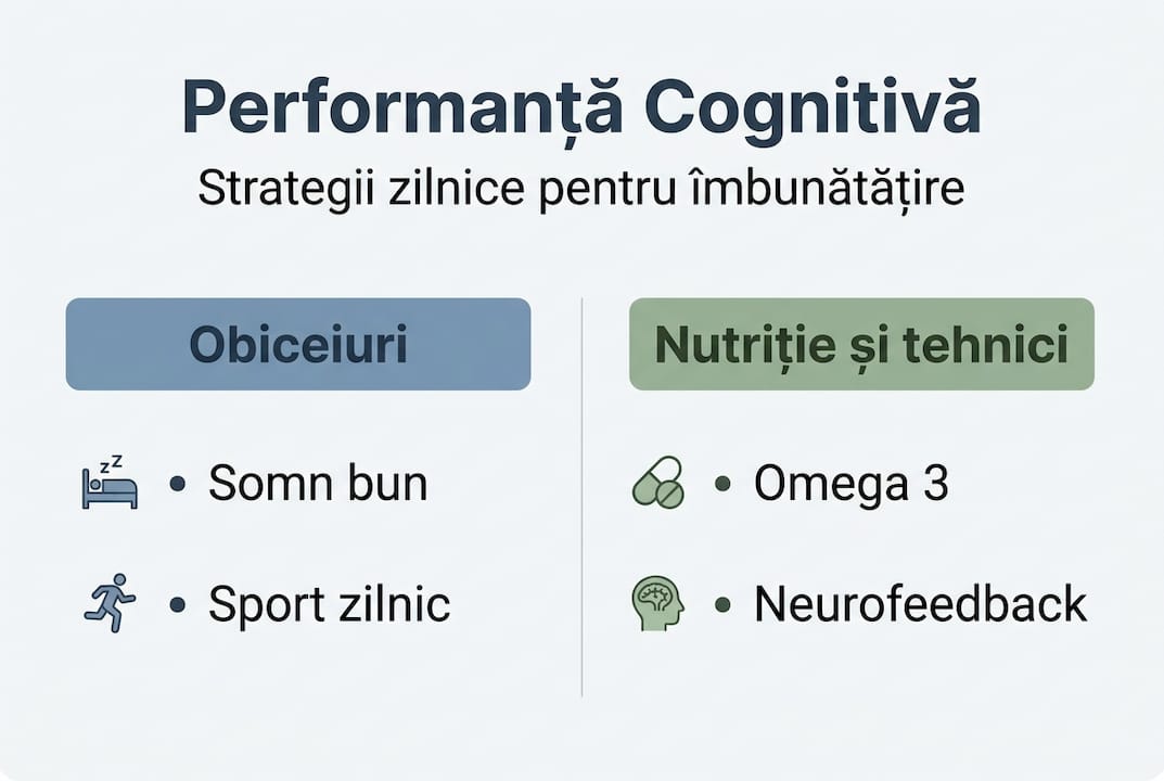 Infografic: metode eficiente pentru îmbunătățirea performanței cognitive