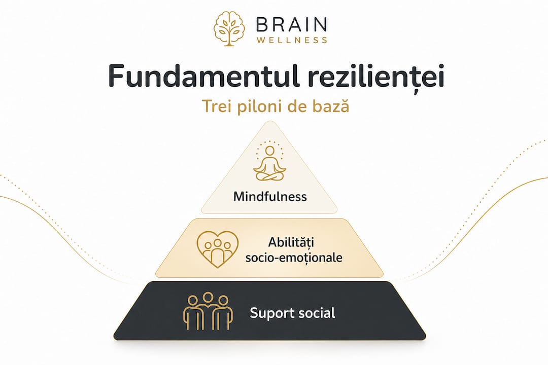 Infografic care prezintă cei trei piloni ai rezilienței