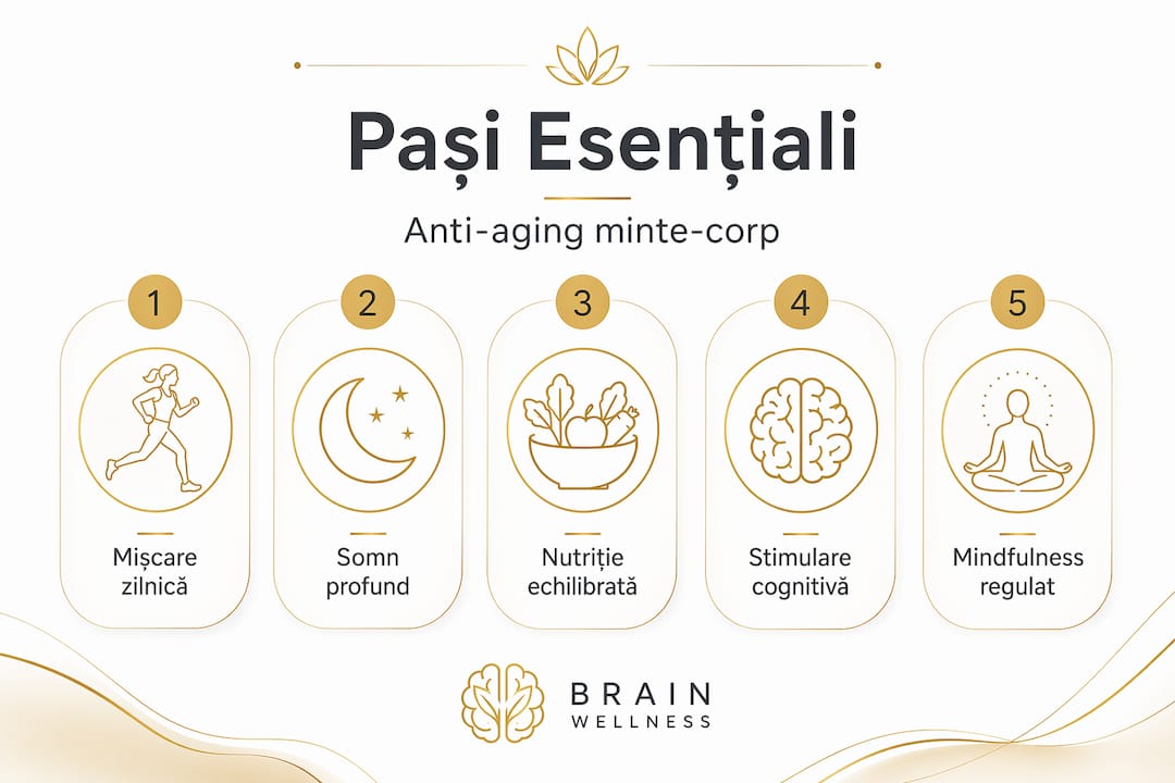 Infografic: pași esențiali pentru menținerea tinereții minții și a corpului