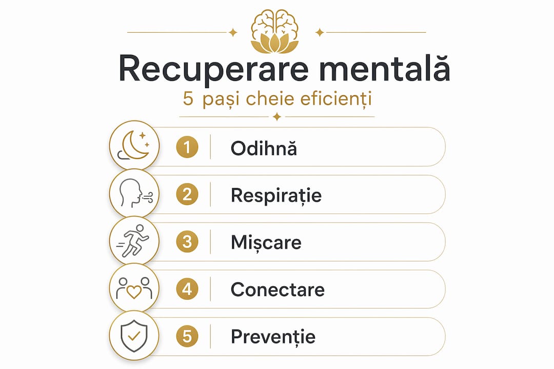 Infografic modern: etapele esențiale pentru refacerea echilibrului mental