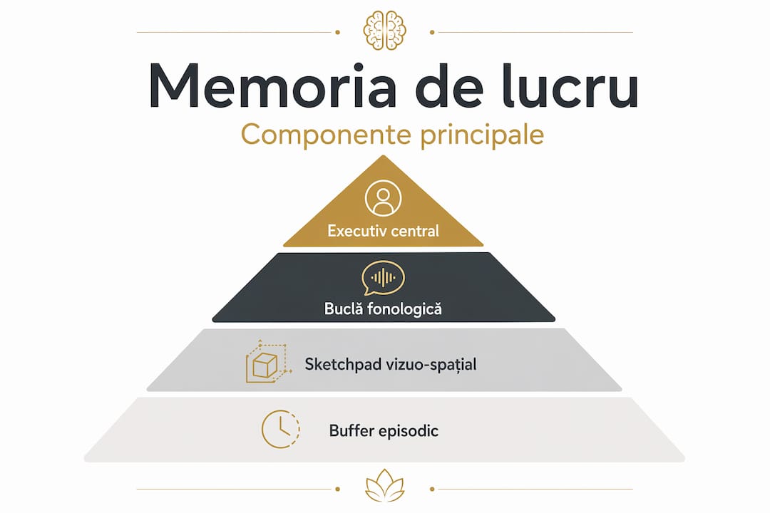 Acest infografic prezintă într-un mod clar și vizual cum este organizată memoria de lucru.
