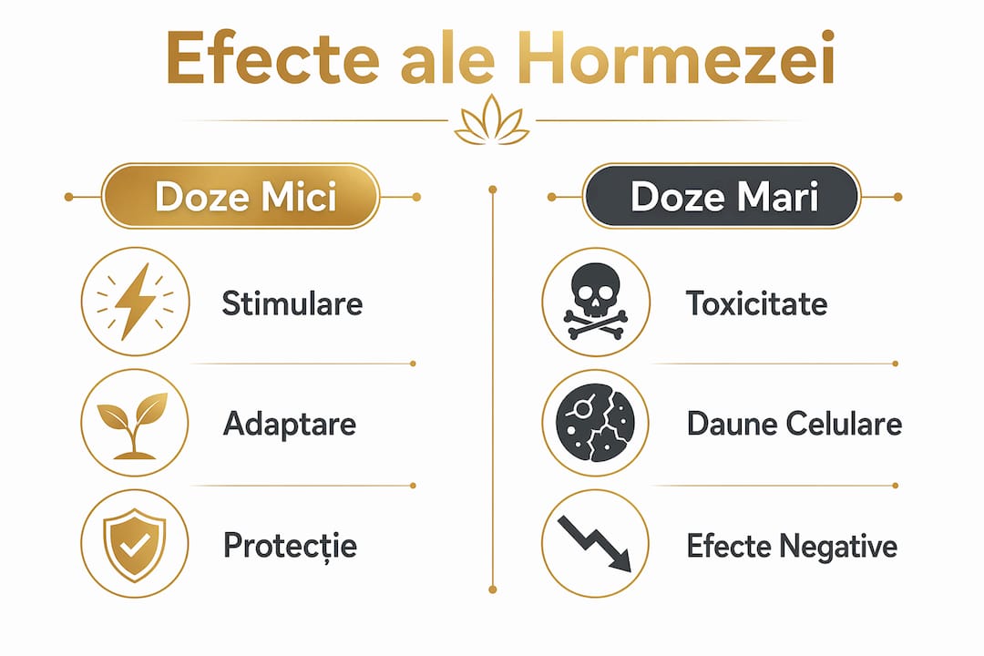 Infografic: Cum influențează hormeza organismul la doze mici comparativ cu doze mari