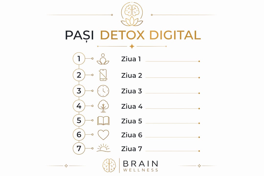Infografic: 7 zile de detox digital – pași simpli pentru a te reconecta cu tine