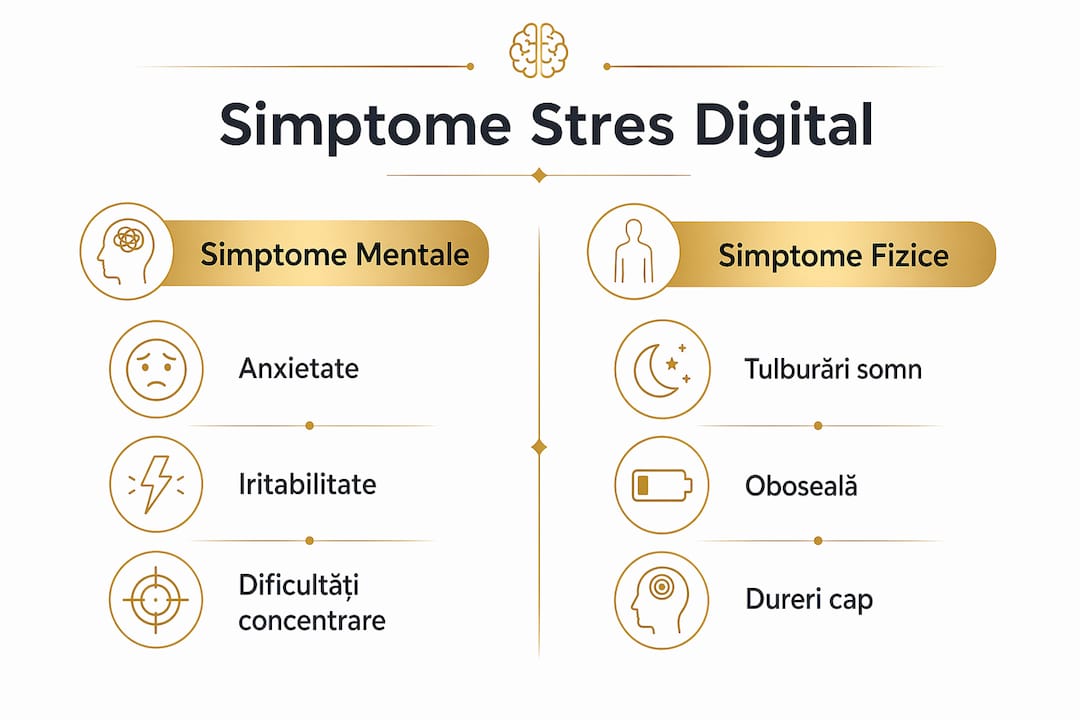 Infografic: cum se manifestă stresul digital – semne psihice și fizice de care să ții cont
