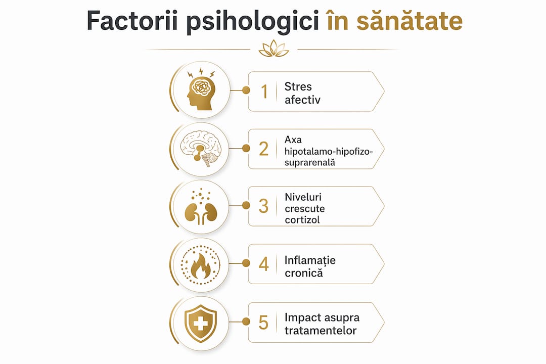 Infografic: Cum influențează factorii psihologici starea noastră de sănătate fizică