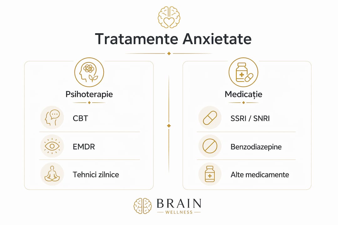 Infografic: comparație între principalele metode de tratament pentru anxietate