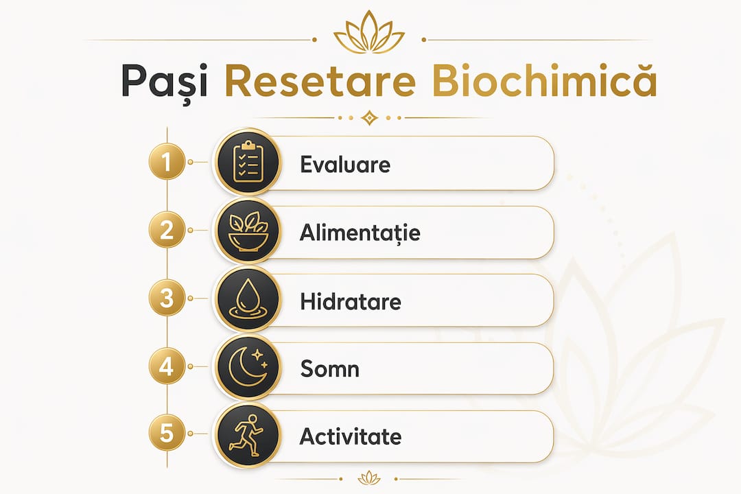 Infografic: Cum să-ți resetezi sănătos echilibrul biochimic – pașii esențiali