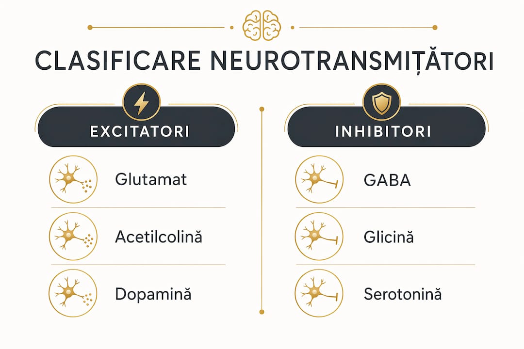 Infografic: cum sunt categorizați neurotransmițătorii
