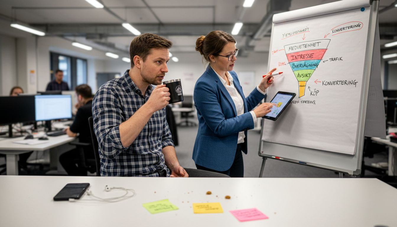 Teamet diskuterar hur man kan använda data för att driva tillväxt